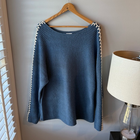 J.Jill Tall Pure Jill Hand-Stitched Contrast Knit Boatneck Sweater - Picture 2 of 7